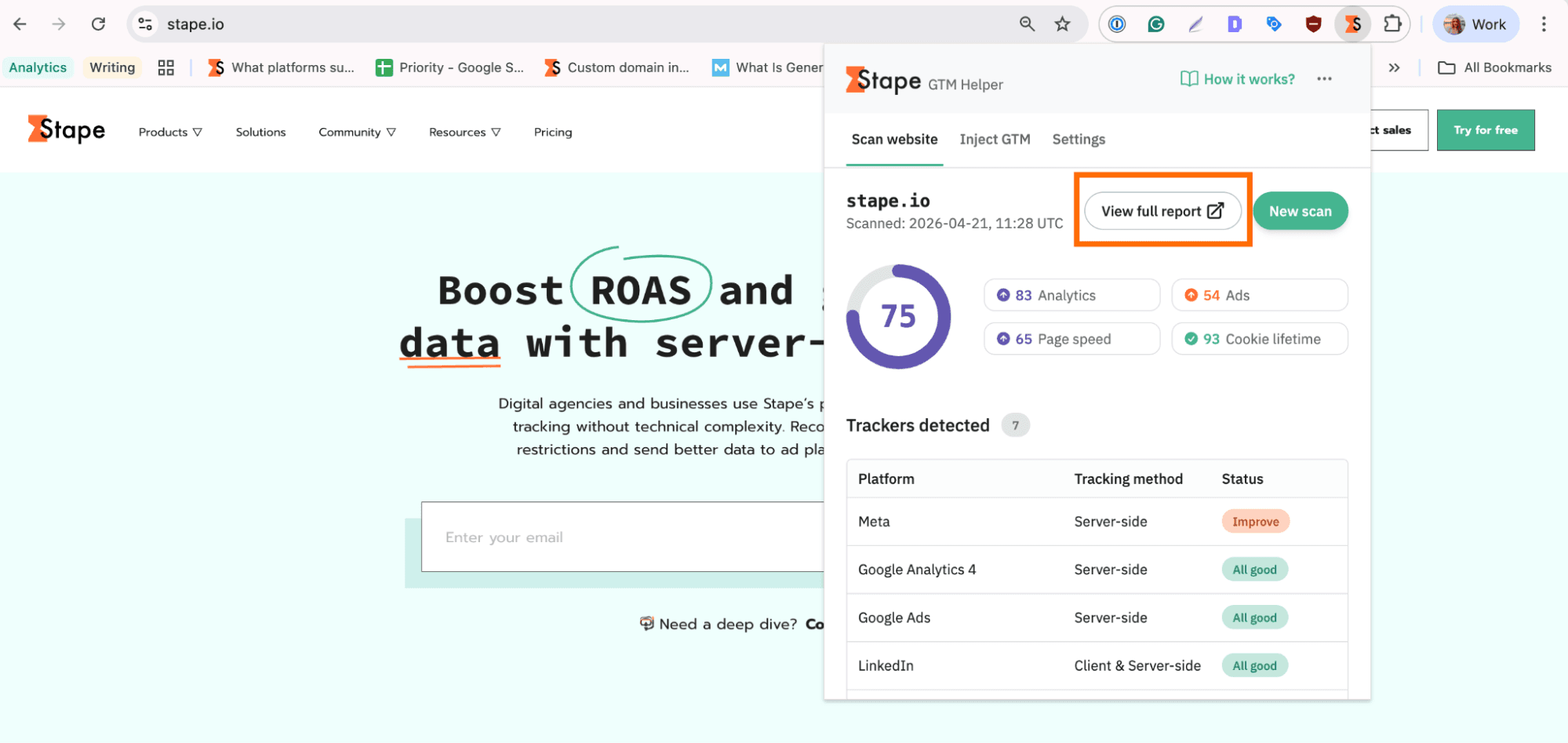 "View full report" button