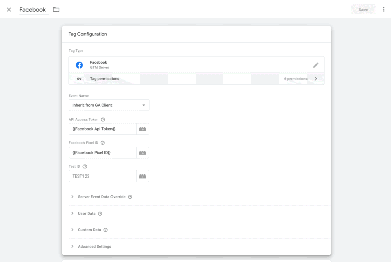 custom variables in tag configuration