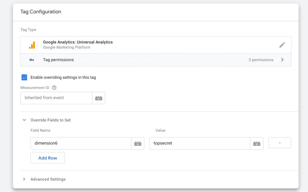 tag configuration