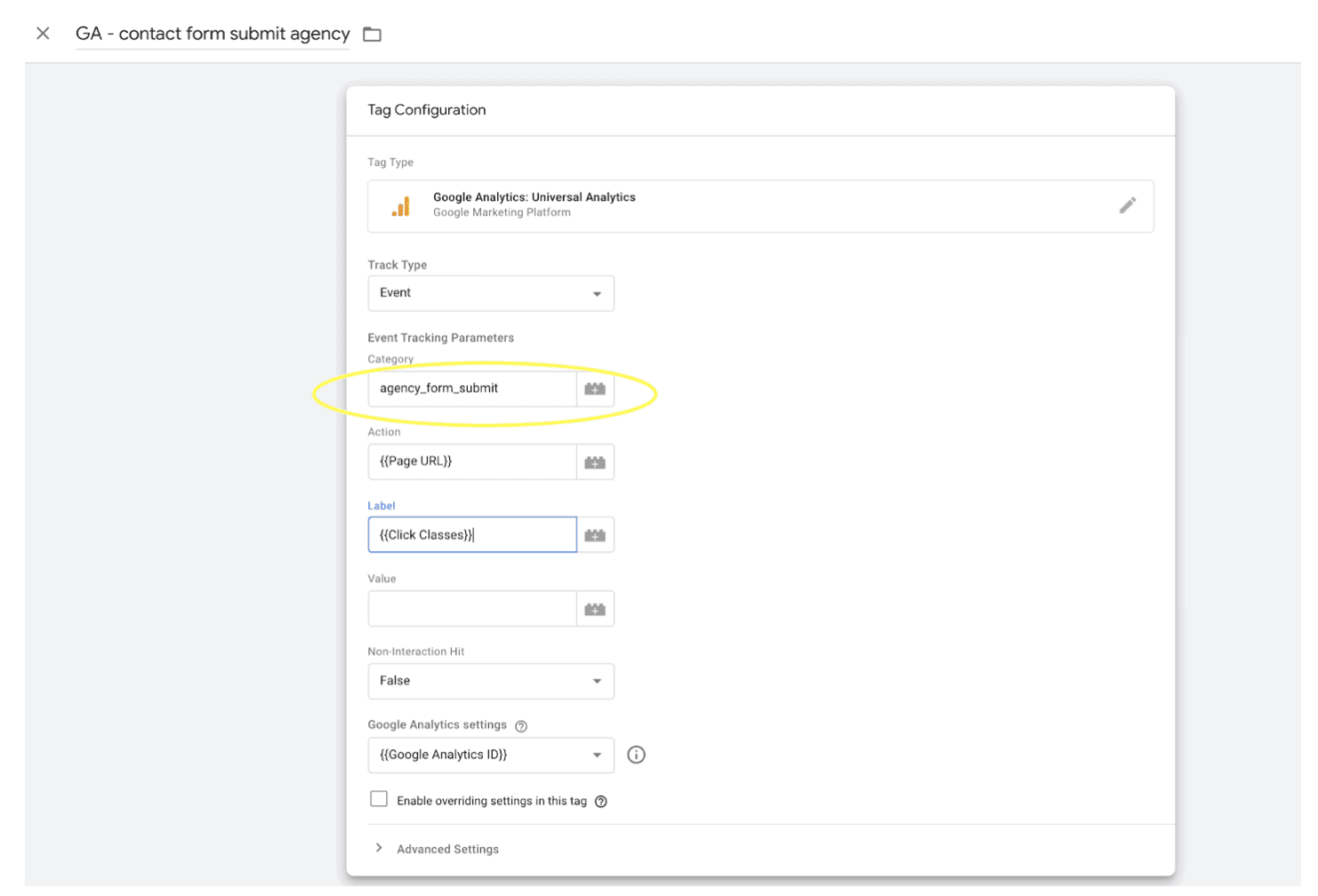 tag configuration