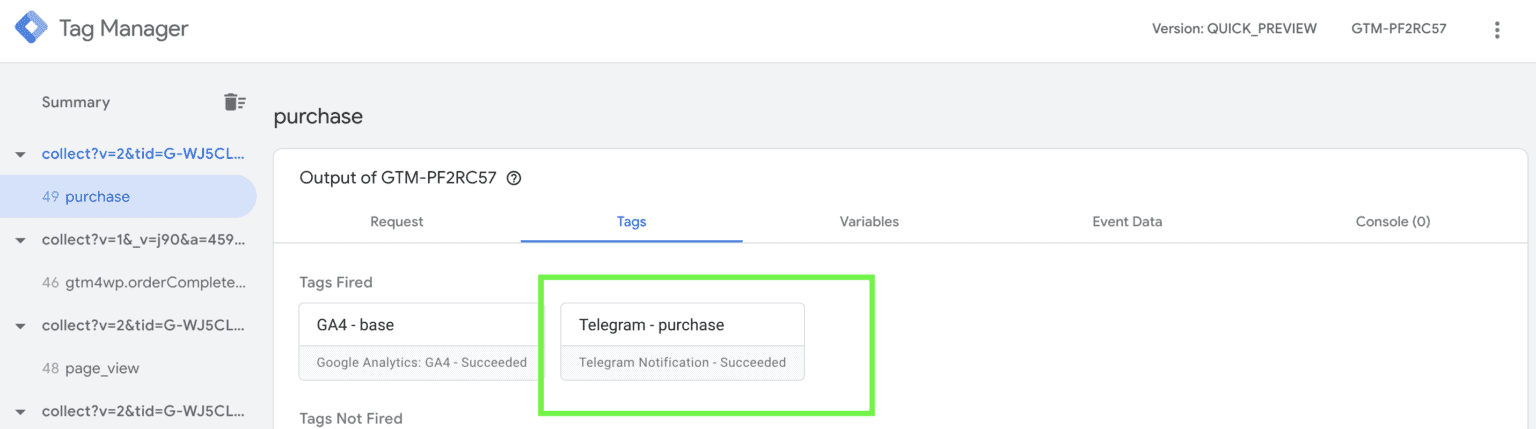 telegram google tag manager