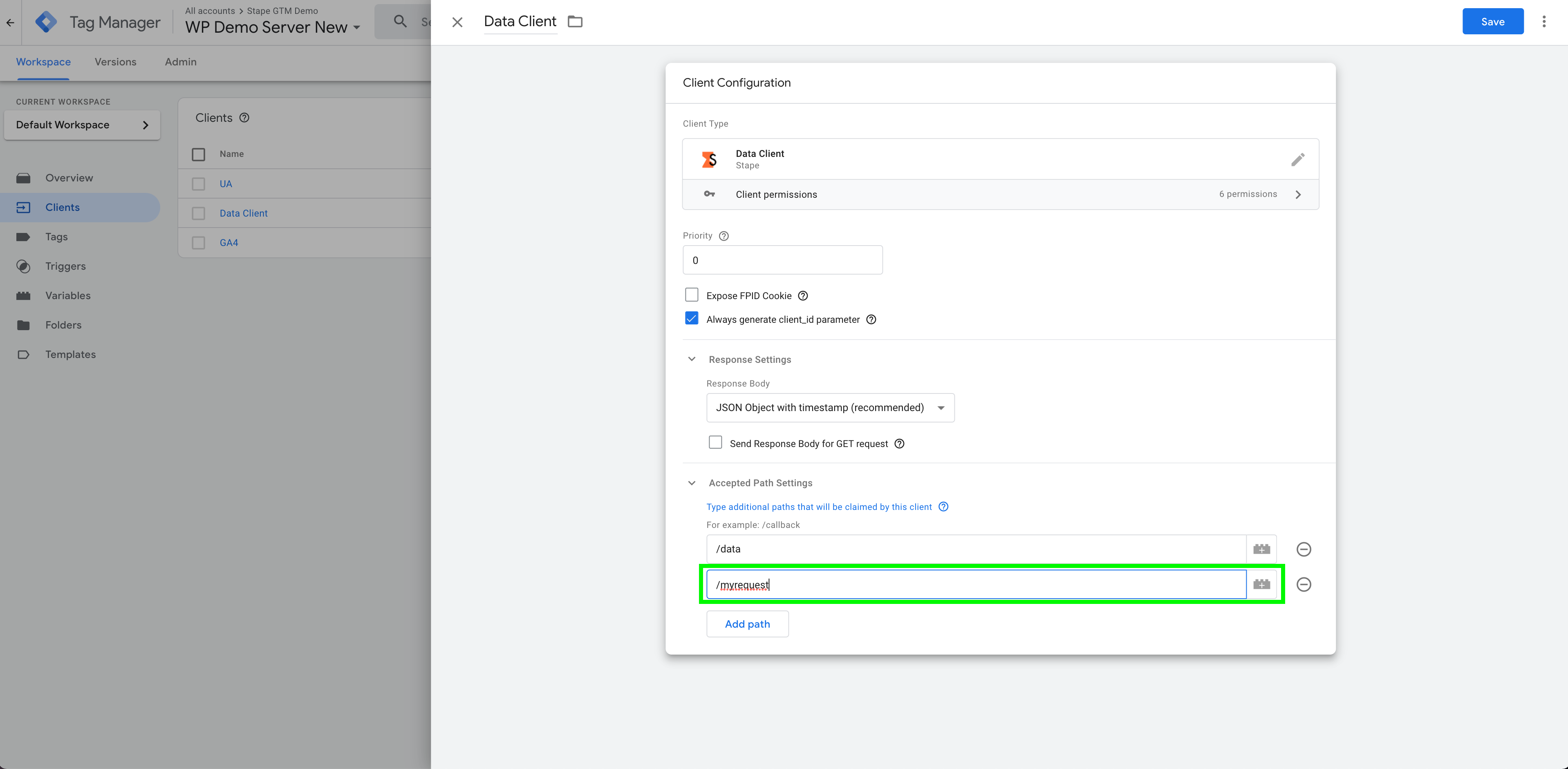 prices incoming requests in the server container