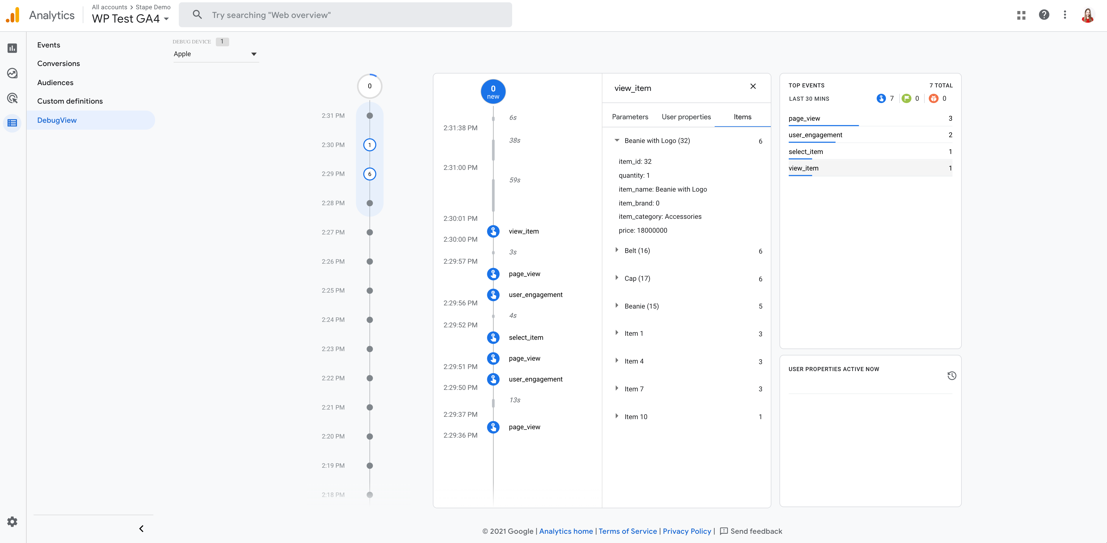 use Google Analytics 4 debug view&nbsp;