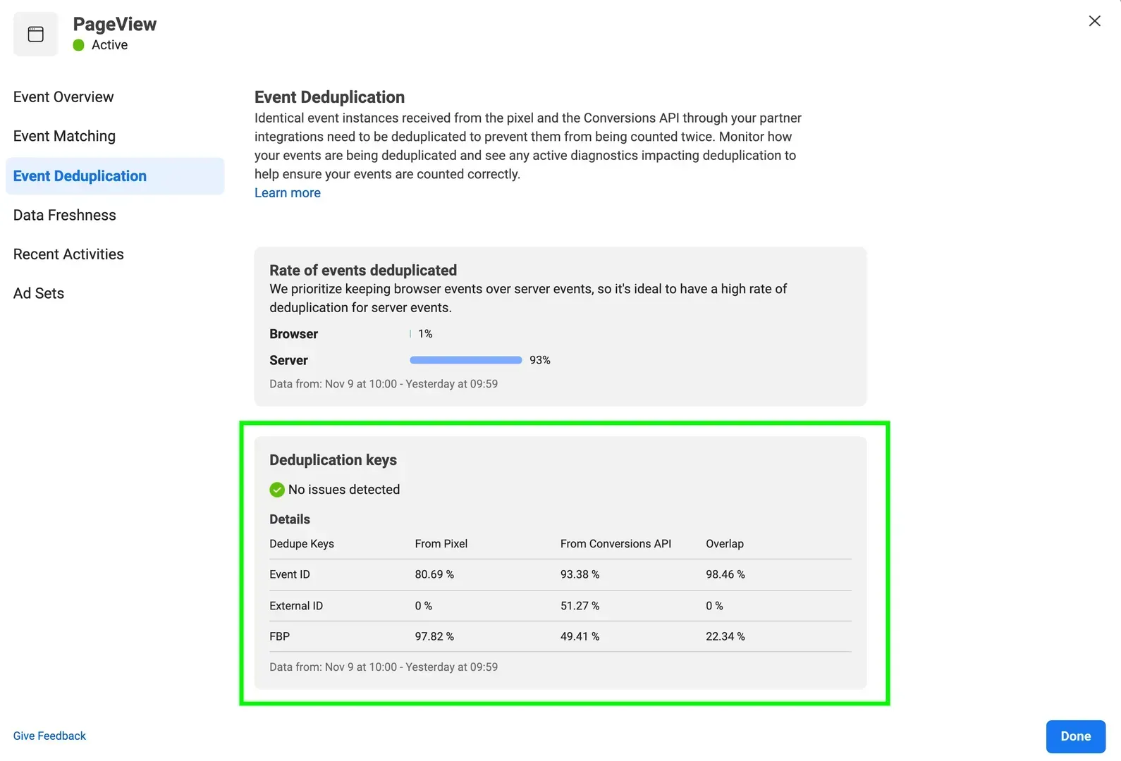 event deduplication parameters