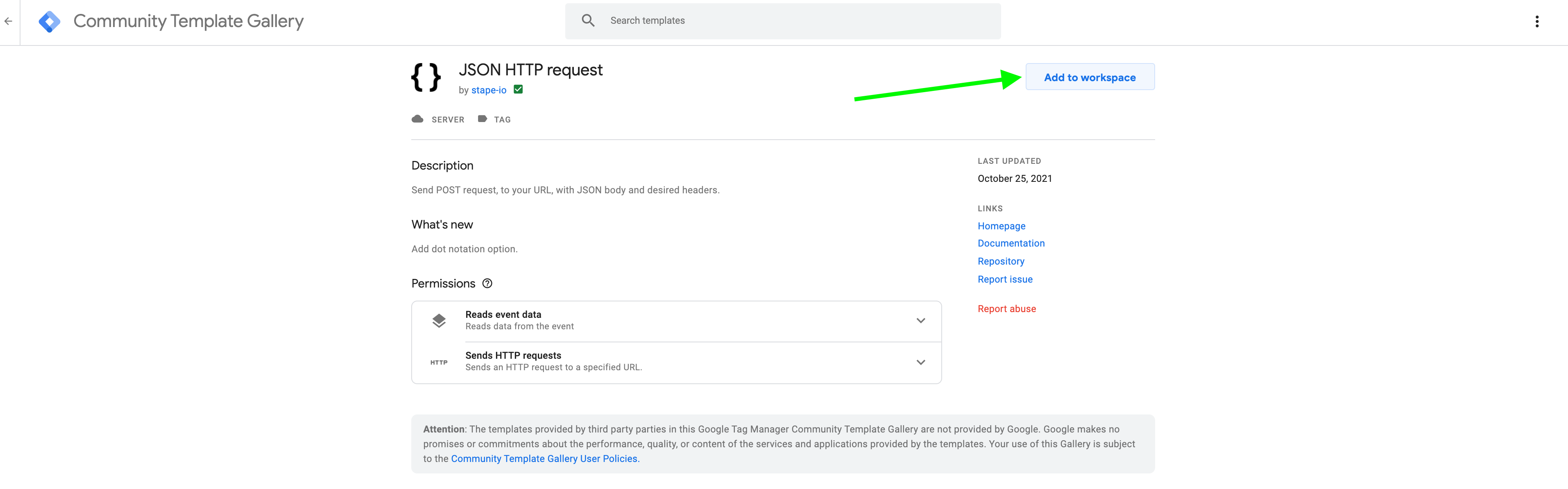 json http reuqest tag