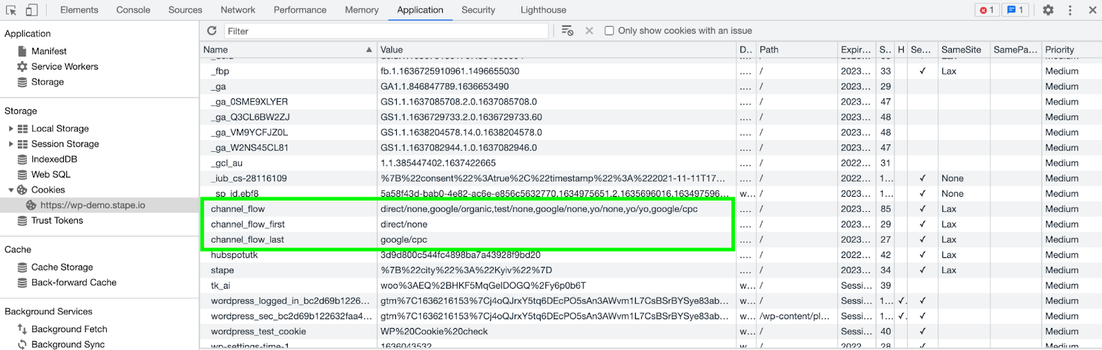 ads user channel flow in cookies