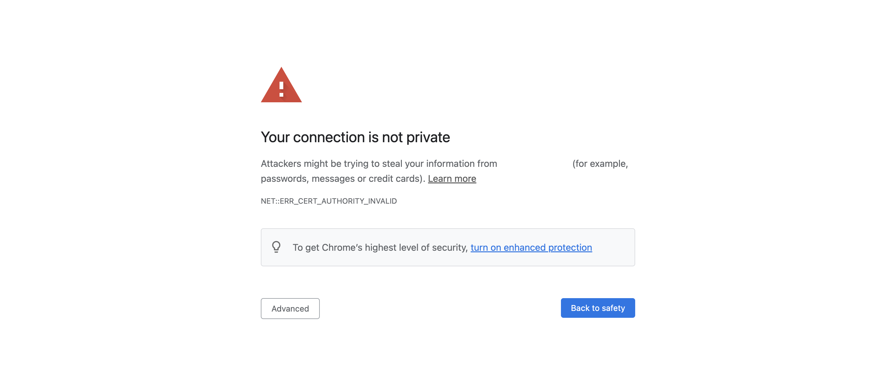 Your connection is not private