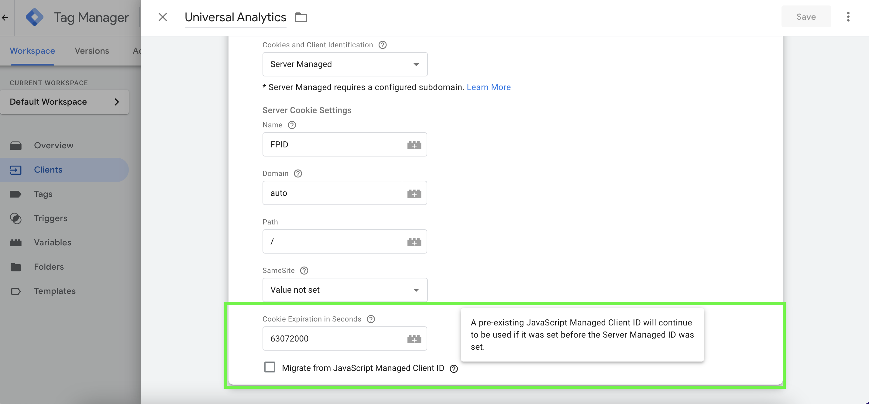 server managed cookies google analytics