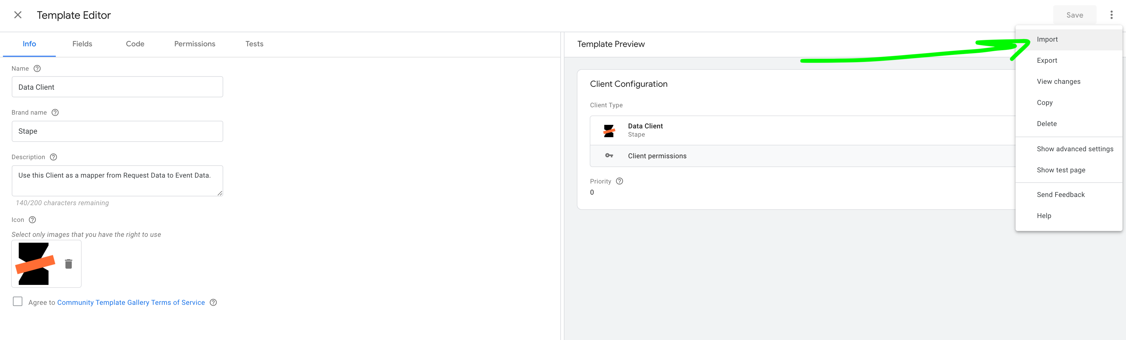 data client in server container