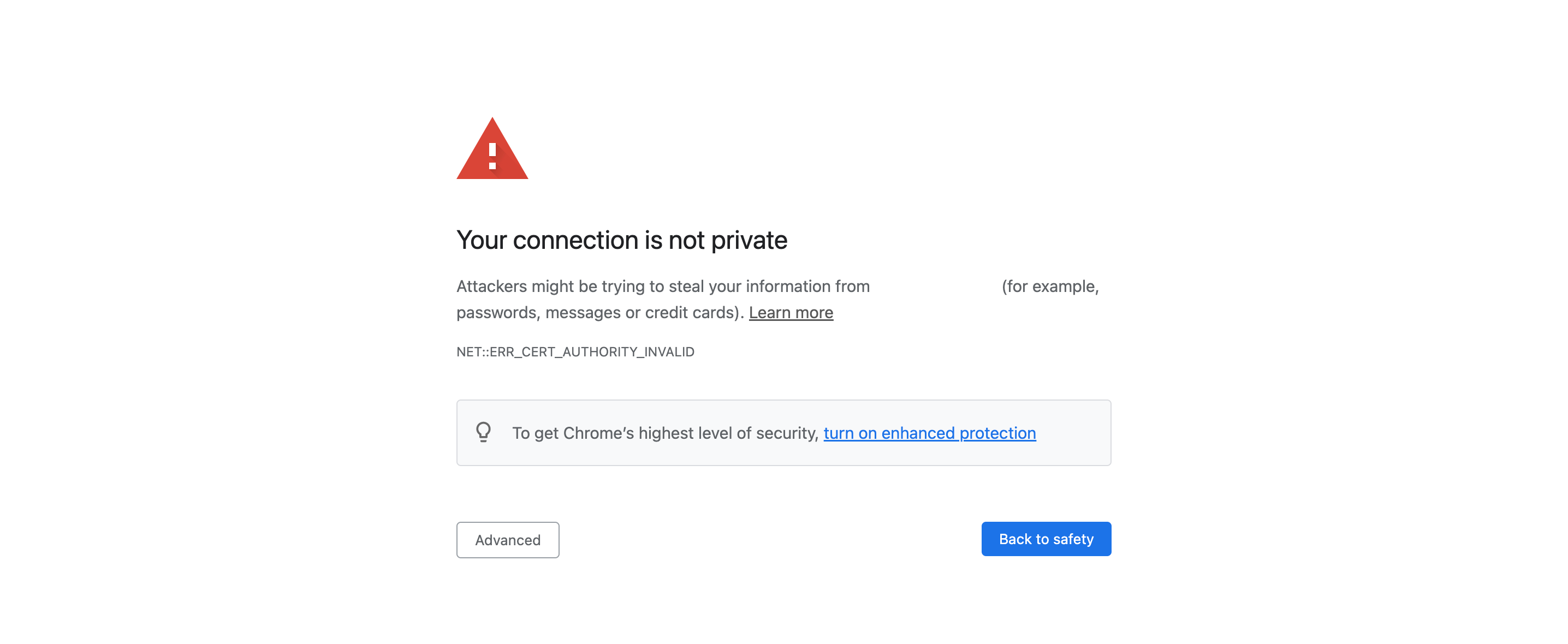 your connection is not private