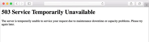 503 service temporarily unavailable