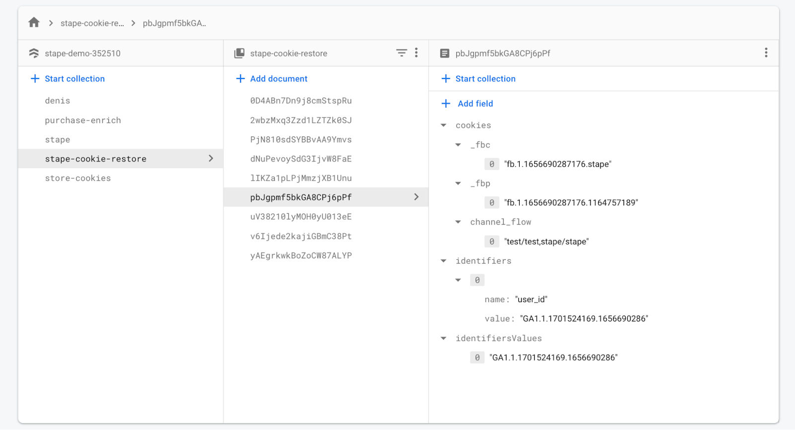 server-side cross-domain tracking Firestore