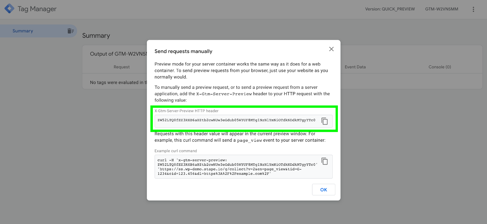 send requests manually in google tag manager