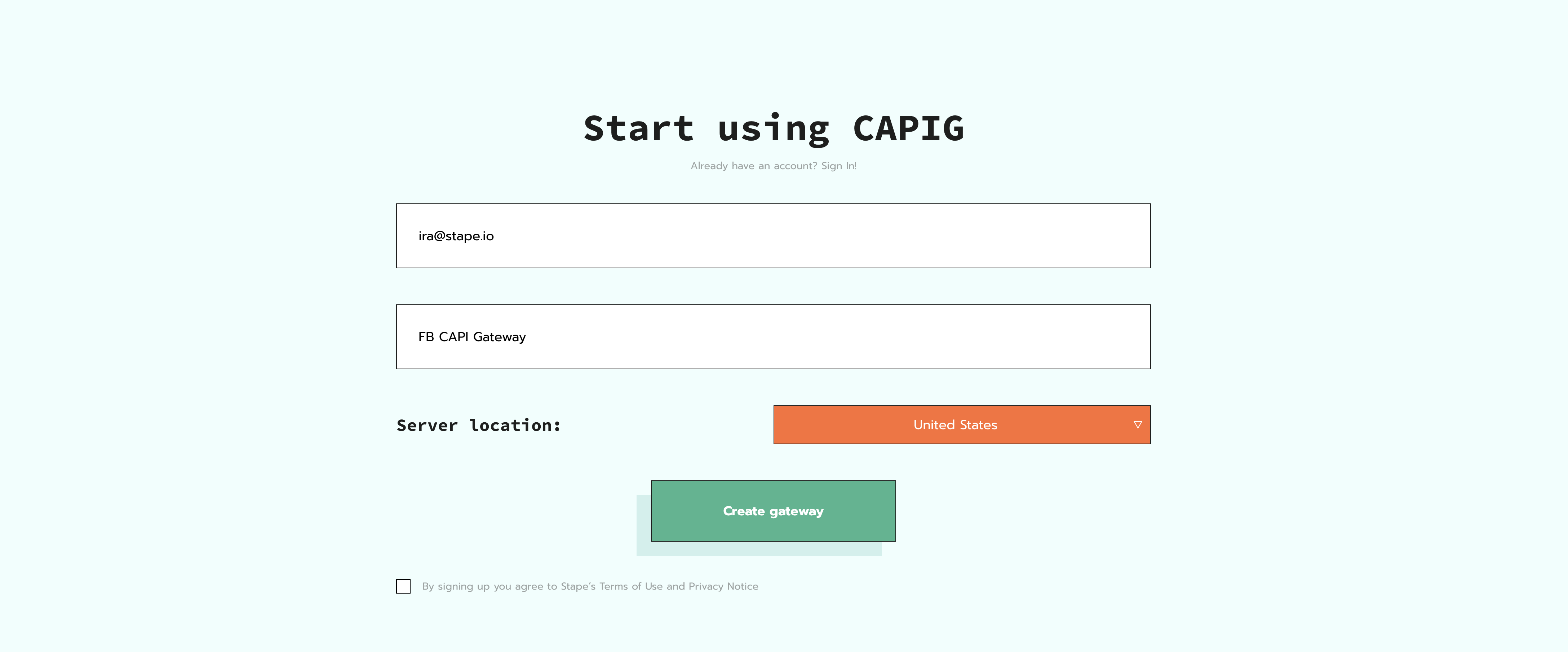 create conversion API Gateway