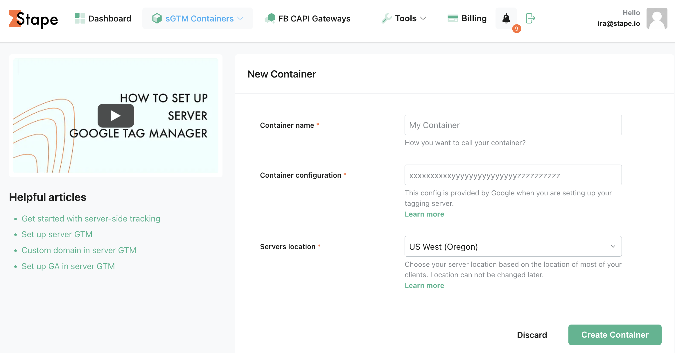 container configuration