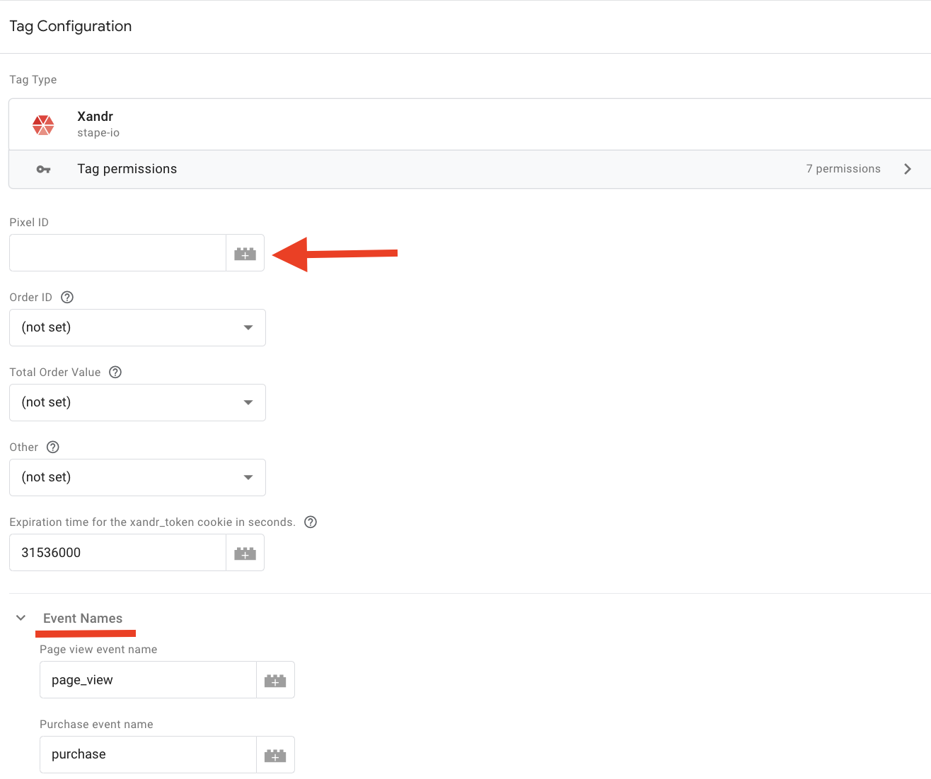 xandr tag configuration in google tag manager