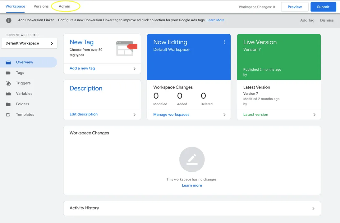 Google Tag Manager account