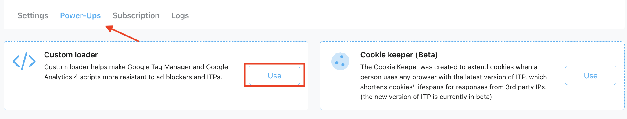 custom loader power-up from stape