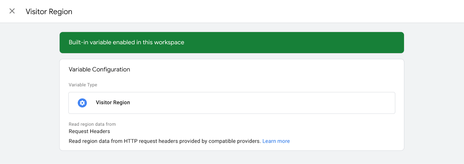 create a visitor region variable