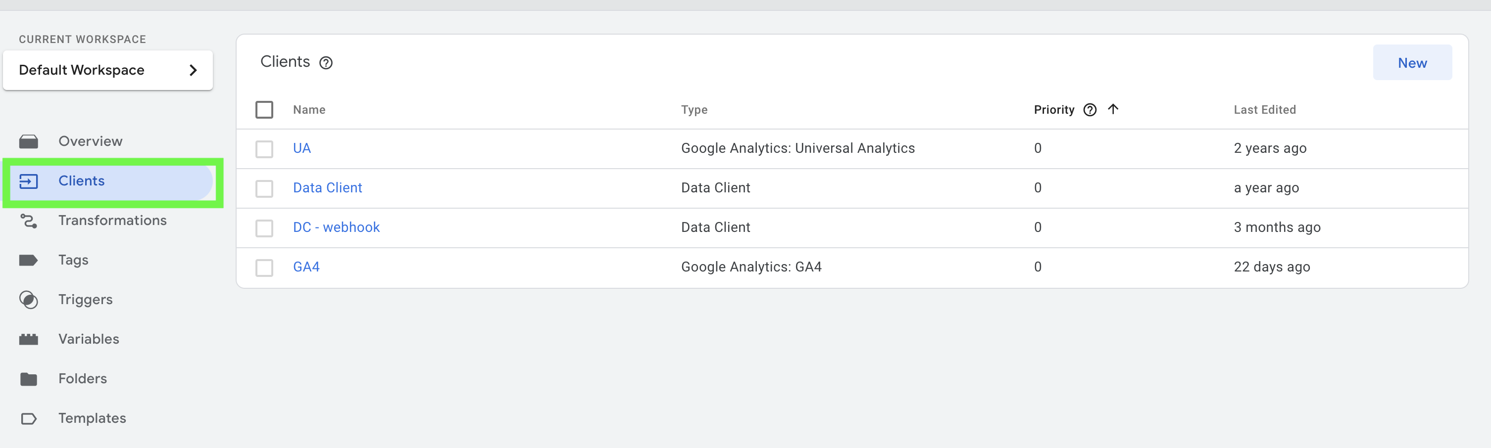 default clients in server google tag manager