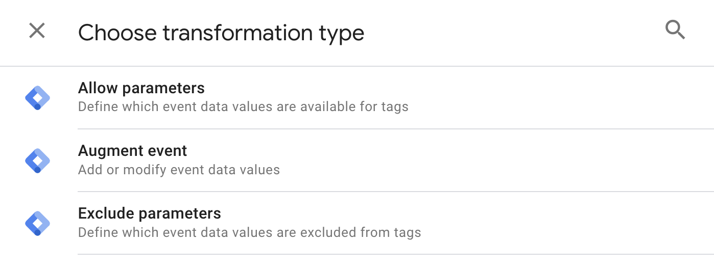 transformation types in server google tag manager