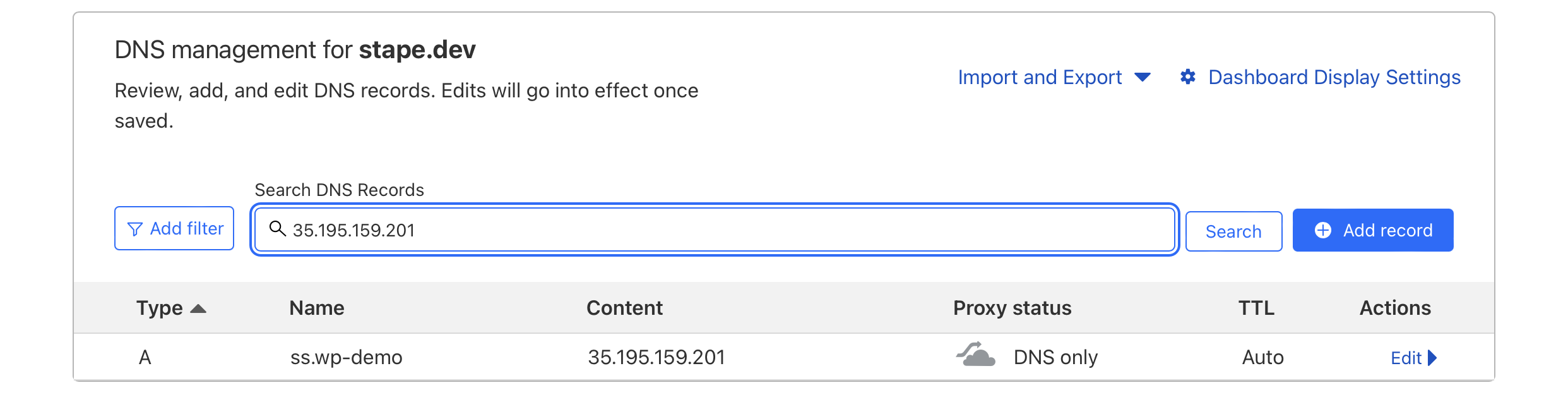 add DNS records ss tagging