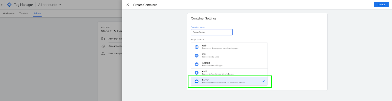 account in google tag manager