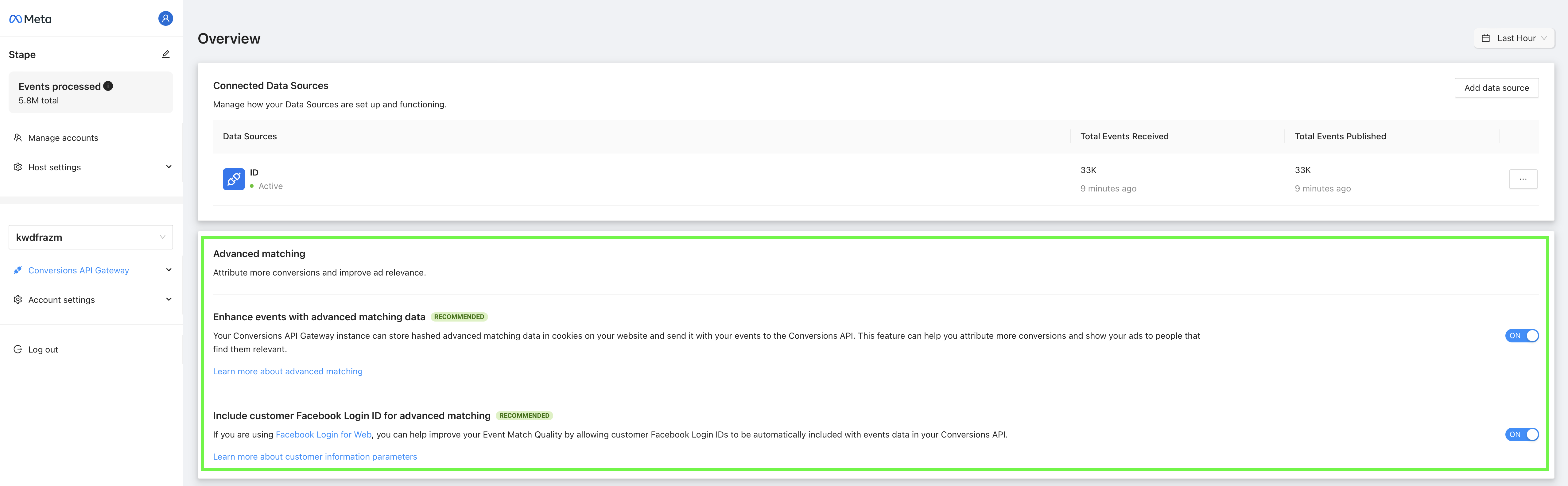 Advanced matching inside the CAPIG hub interface