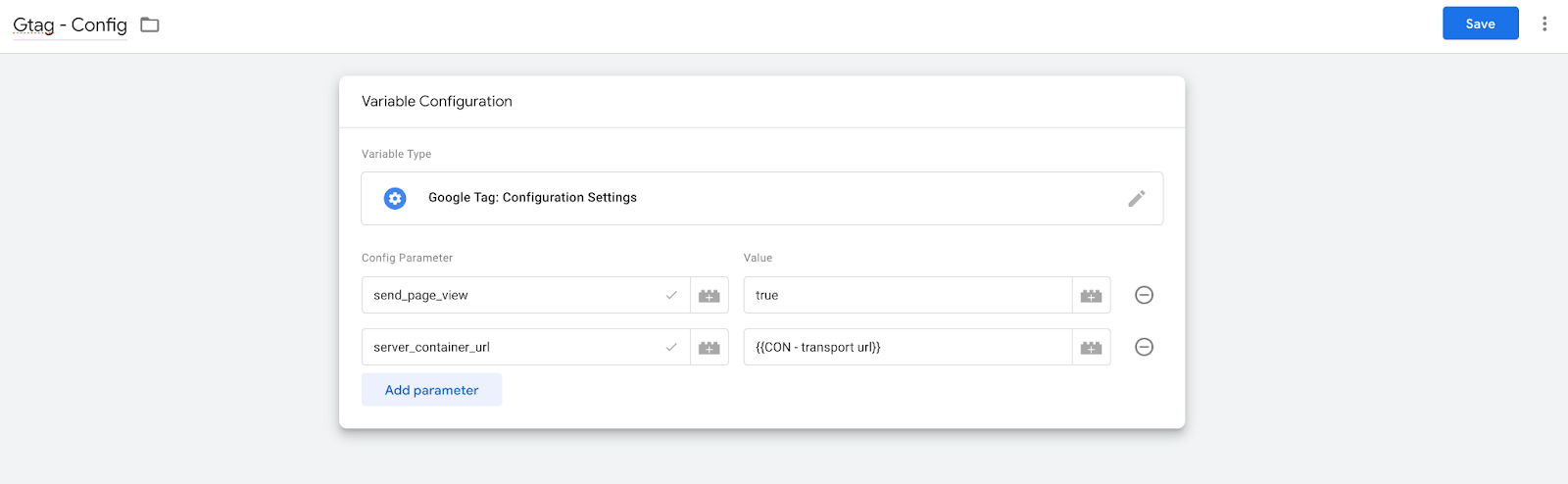 parameters for the configuration settings variable