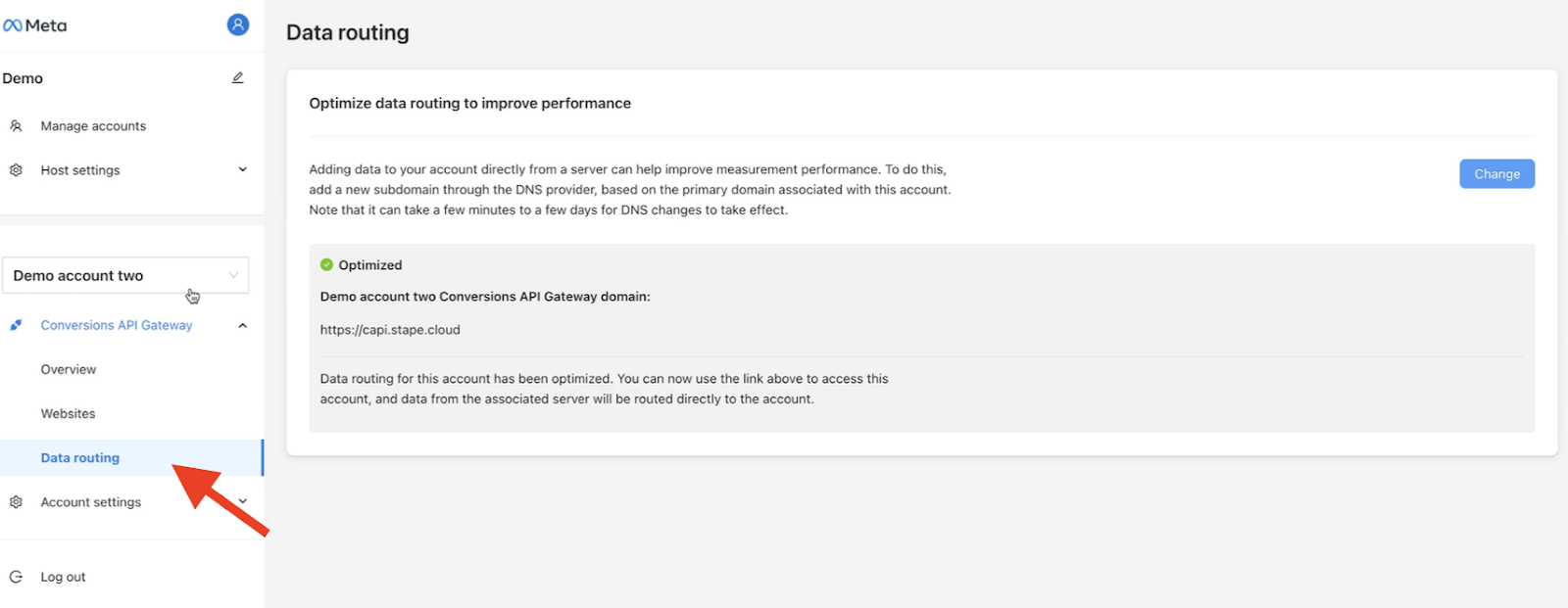 data routing in meta conversions api gateway