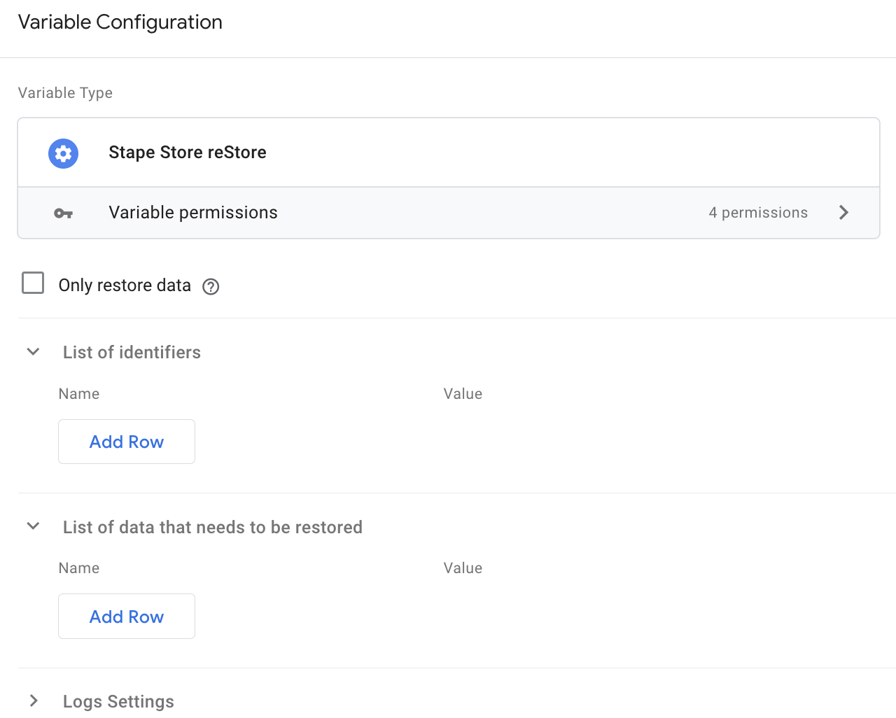 Stape Store reStore variable