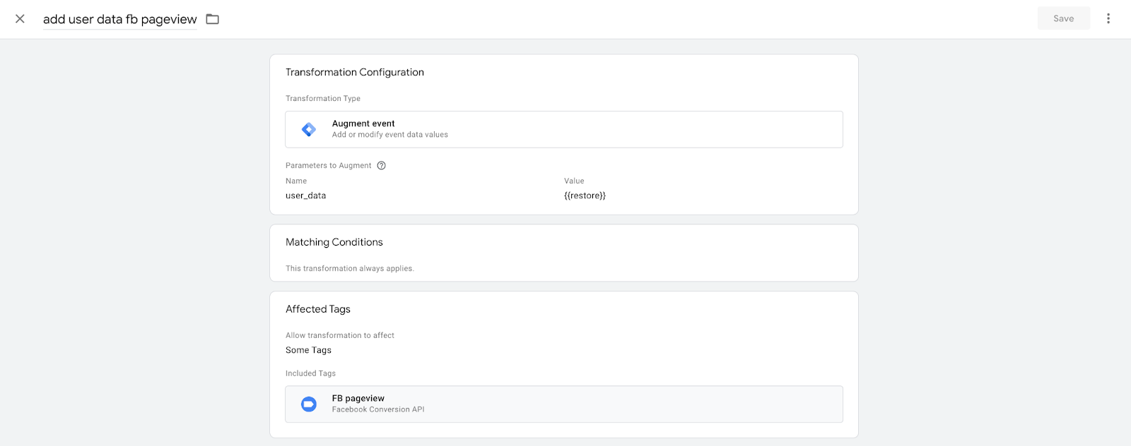 transformation configuration - stape