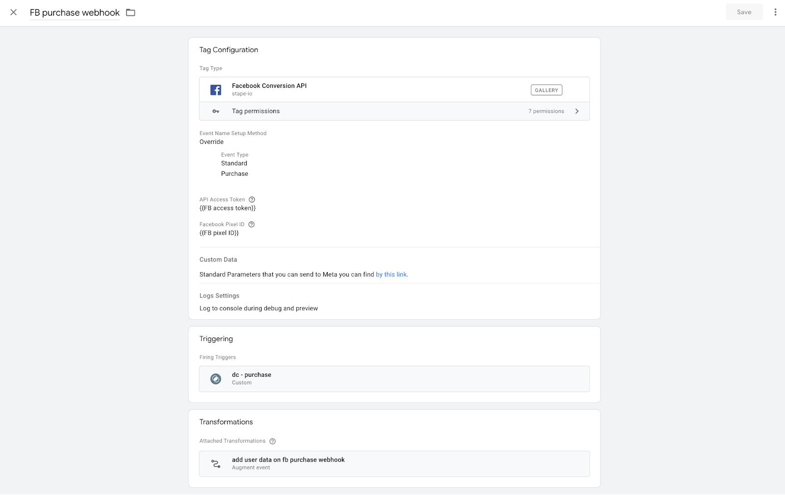 facebook conversion api configuration - stape