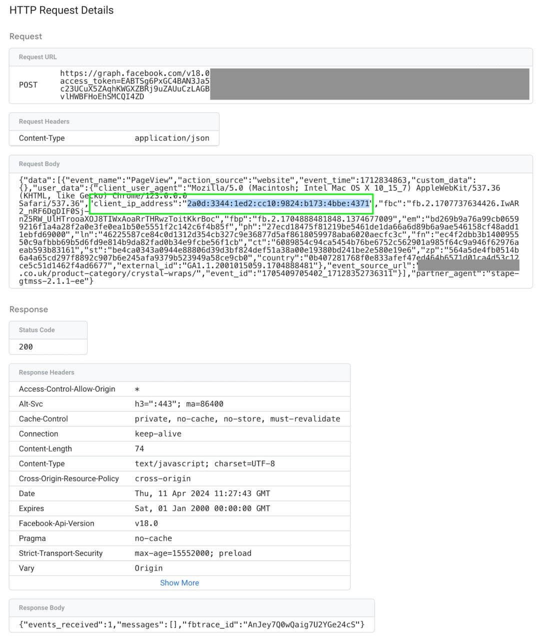 Send IPv6 for events with Stape