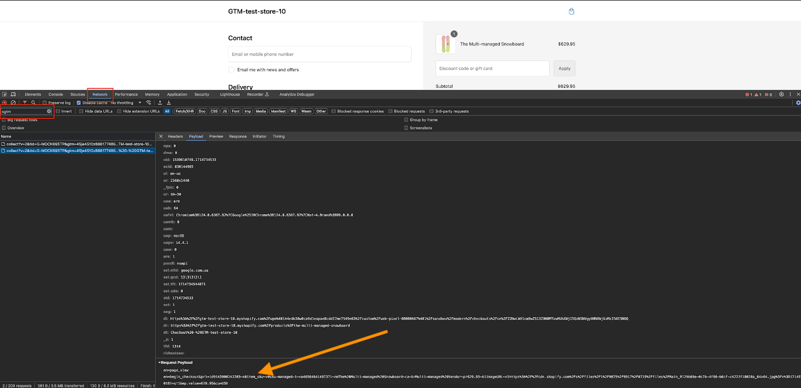 debugging data layer checkout events - stape