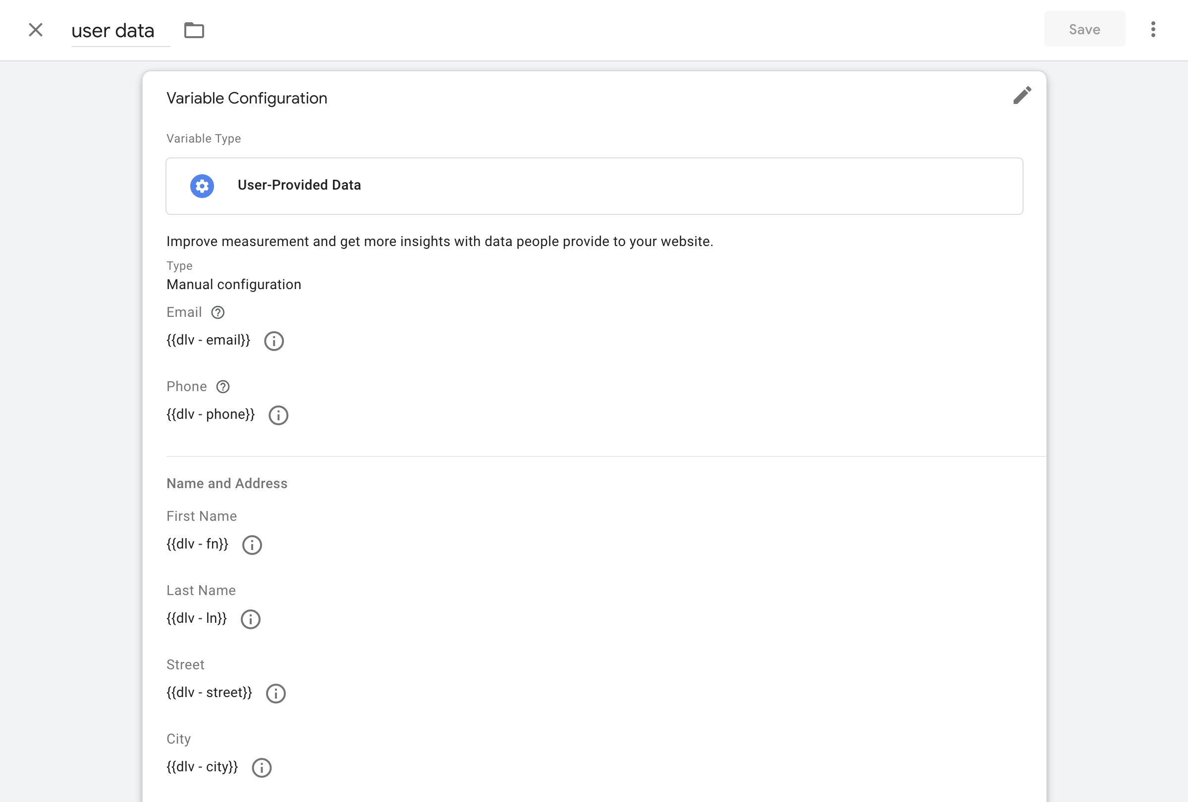 User-Provided Data variable in web GTM