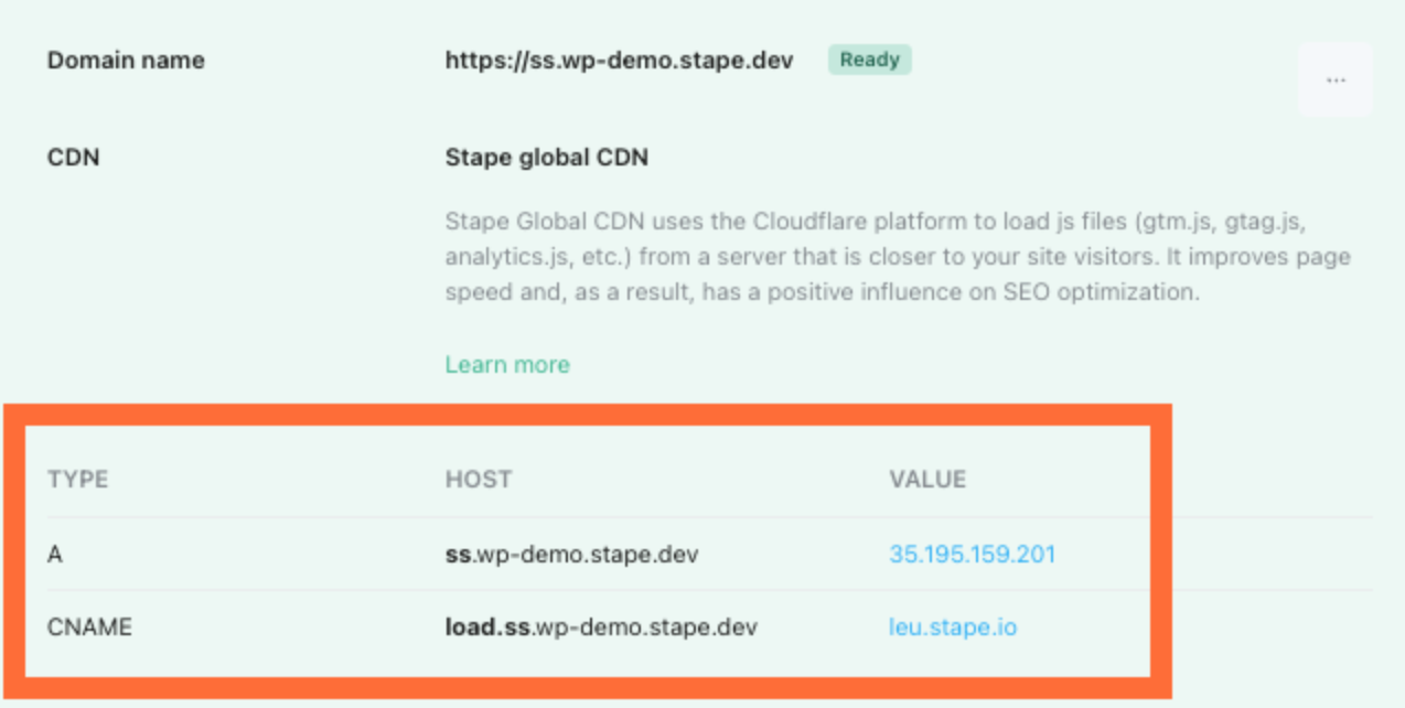 stape global cdn settings