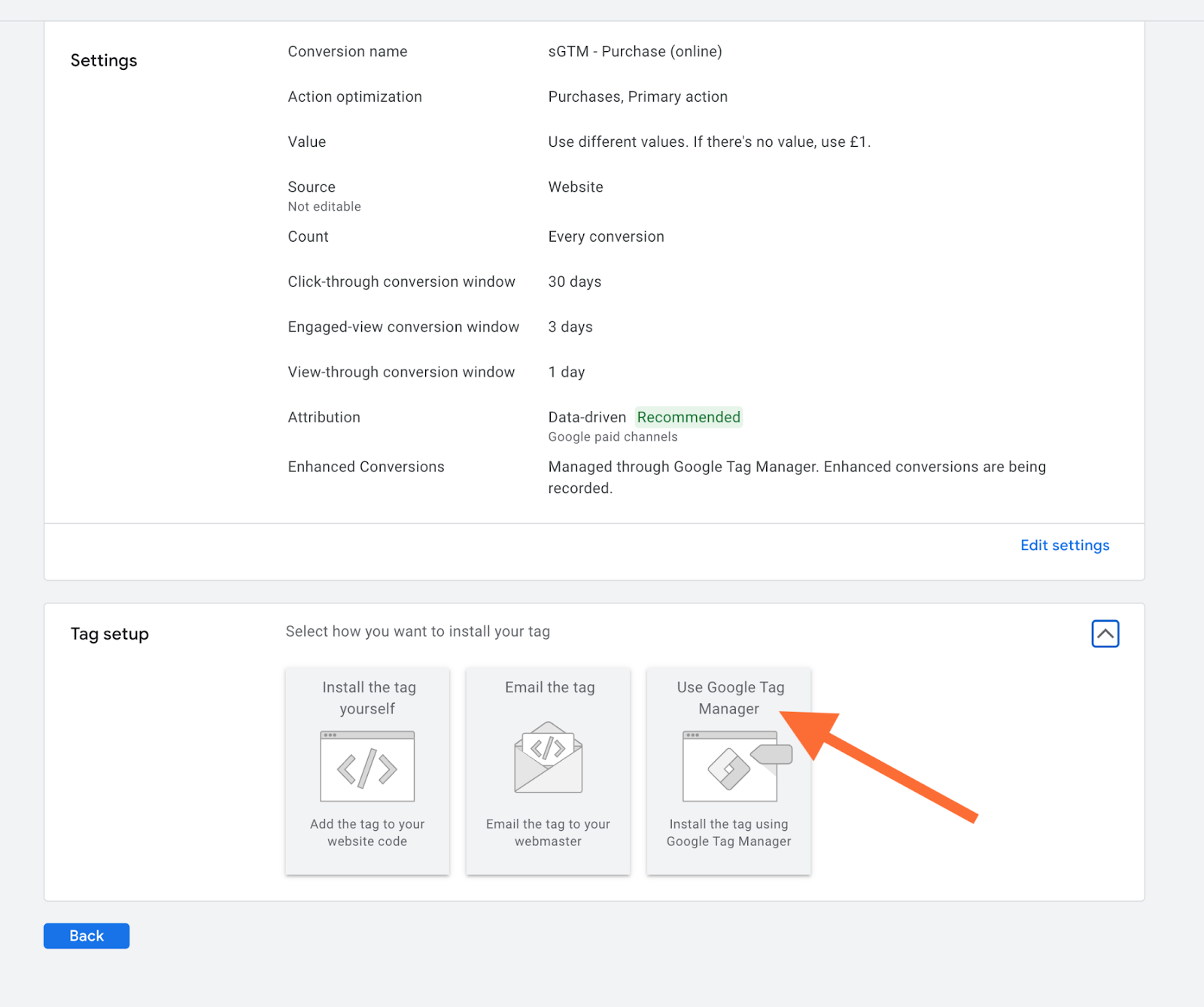 choose “Use Google Tag Manager”