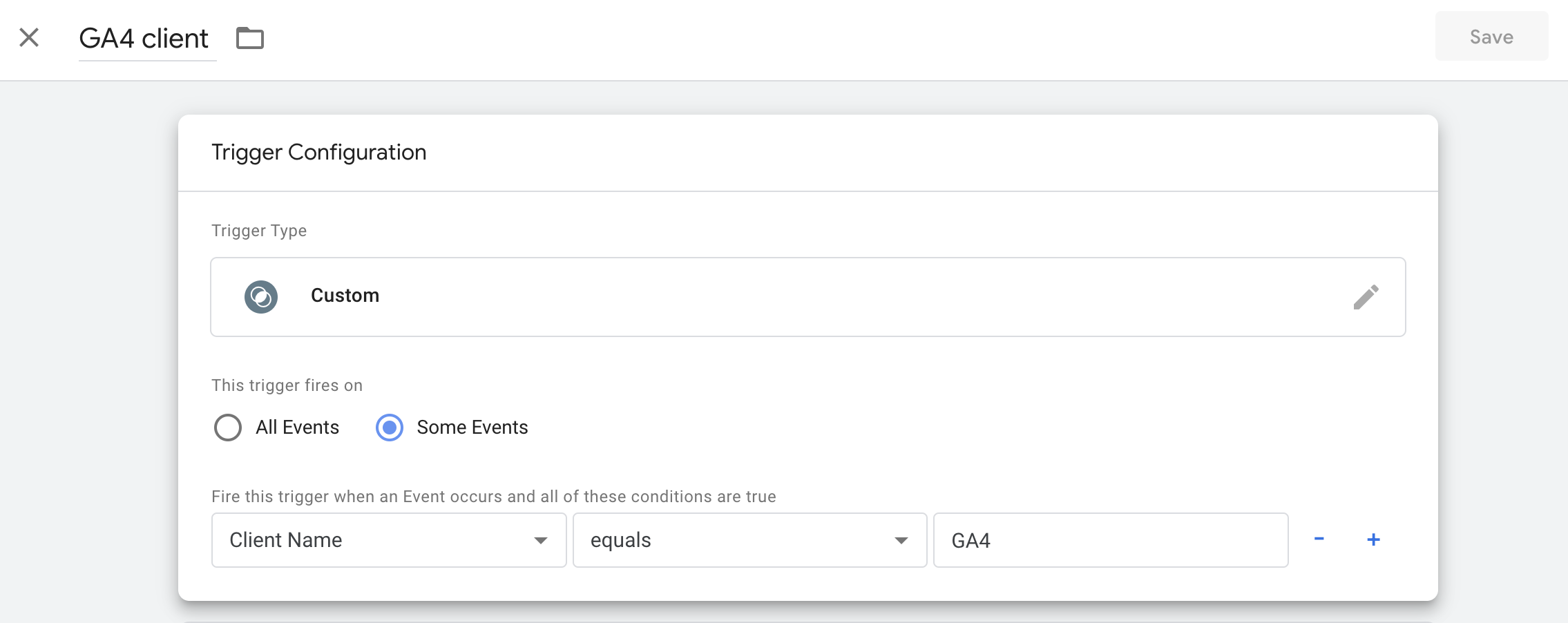 Trigger configuration for server-side GA4 