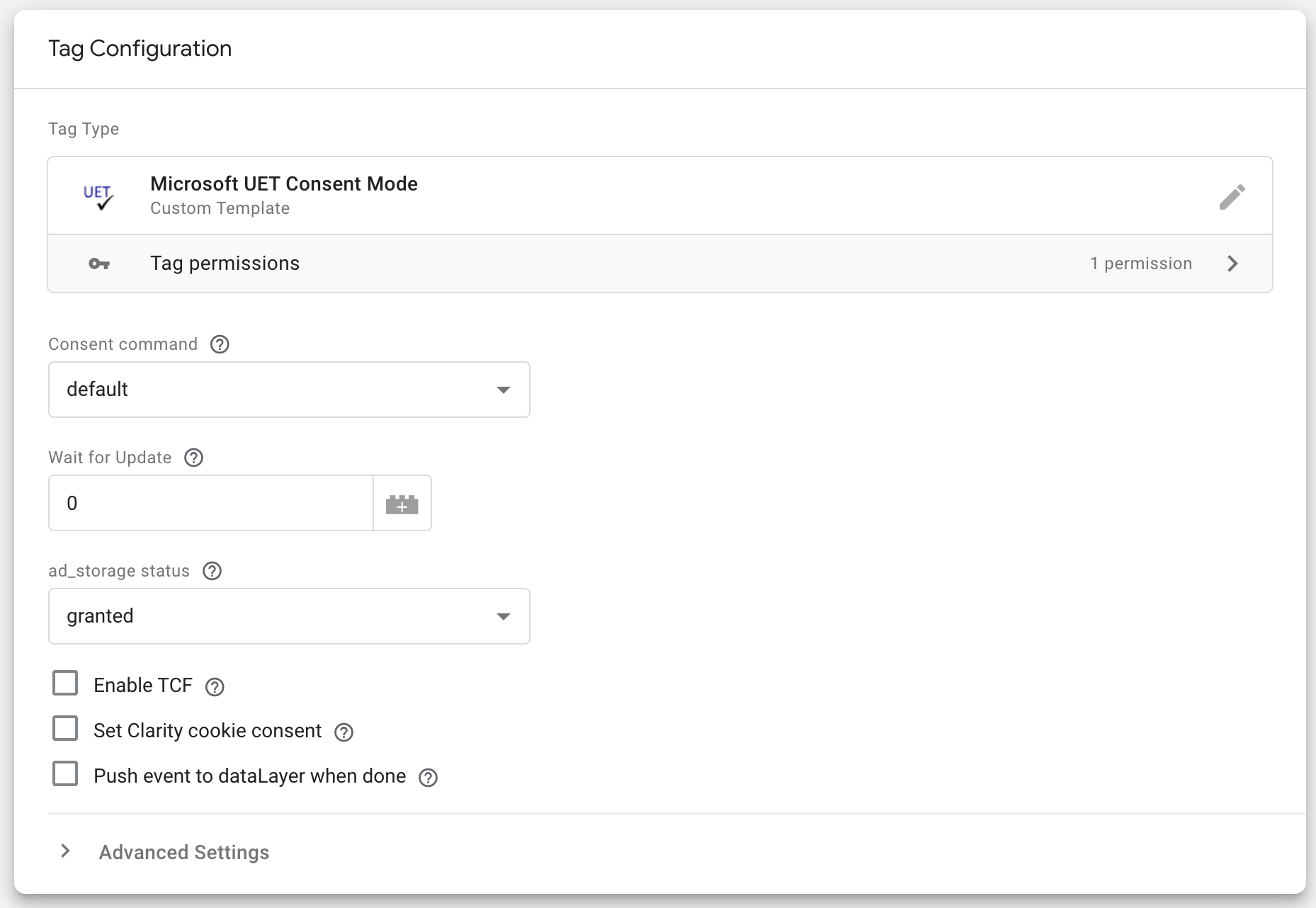 microsoft uet template configuration