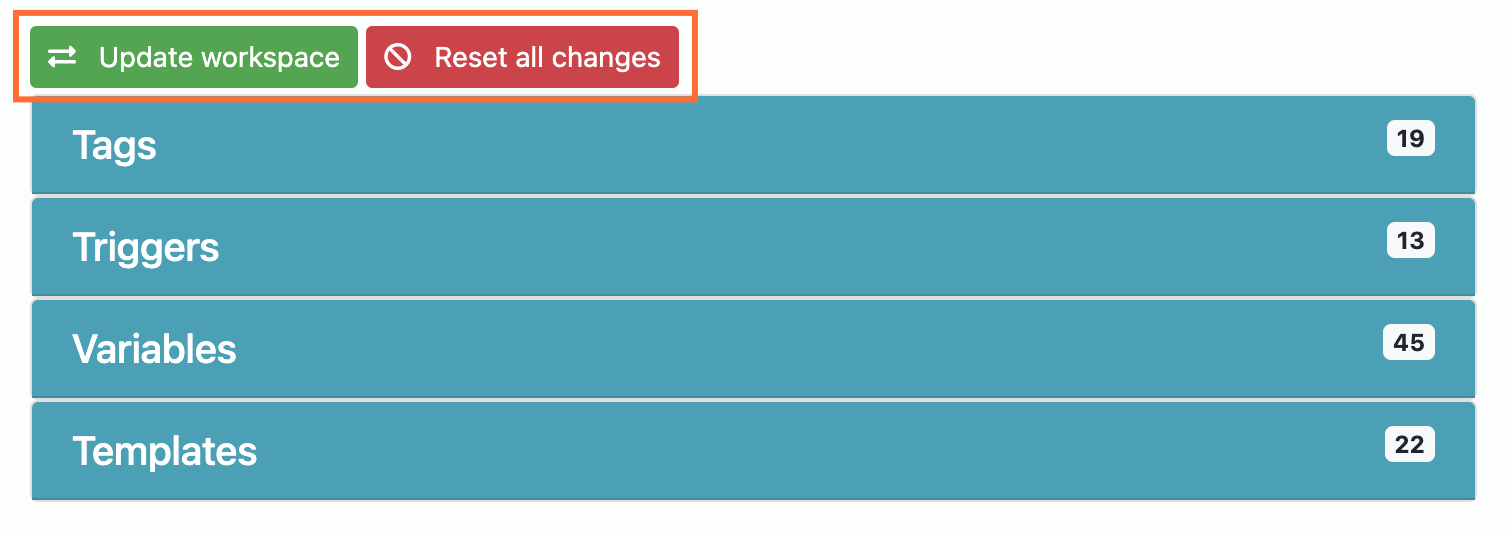 Update and reset changes