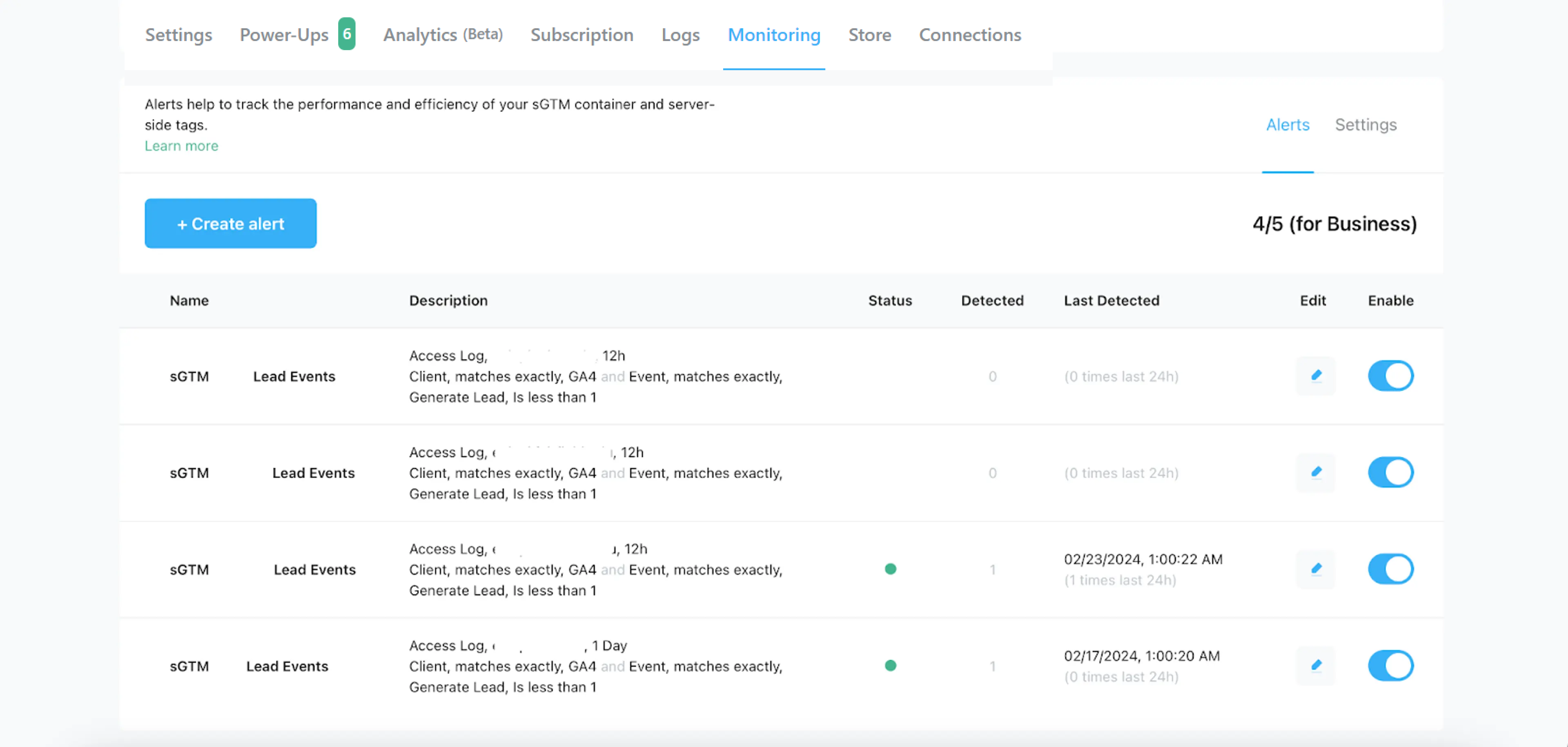 monitoring feature by stape