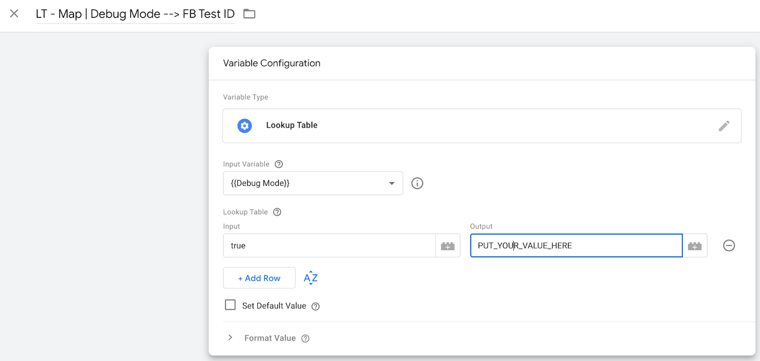 look up table variable