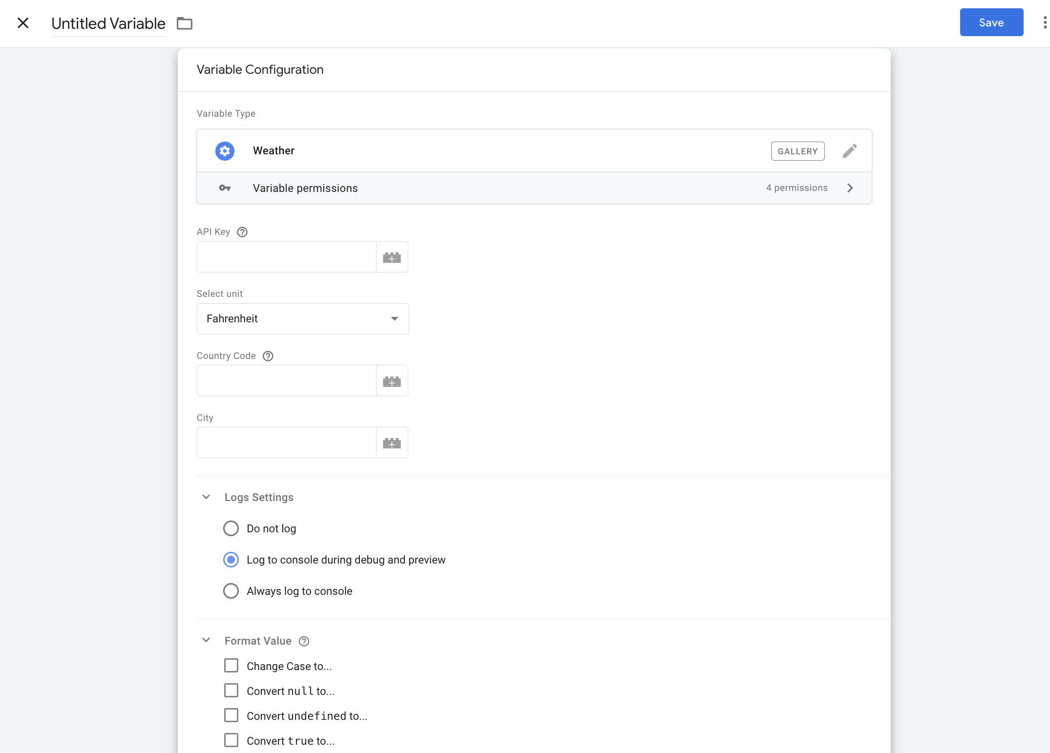 Weather Variable setup