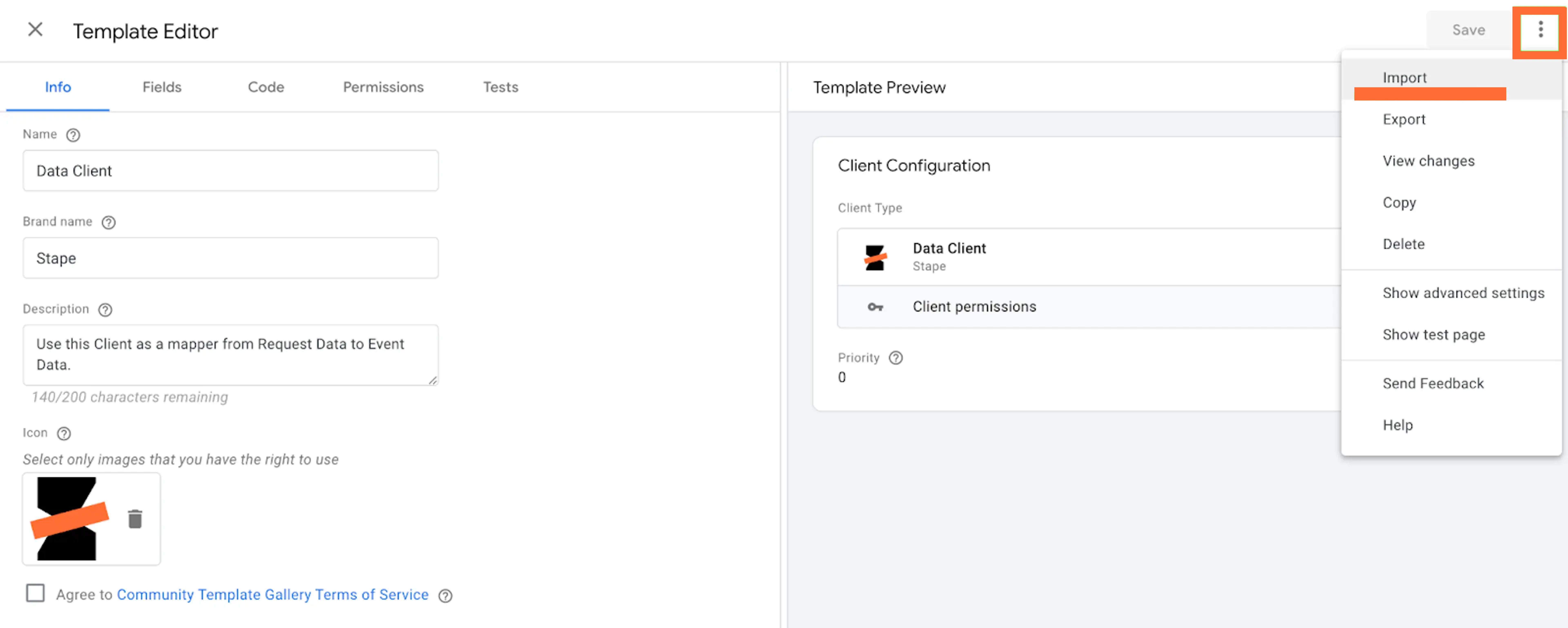 data client template