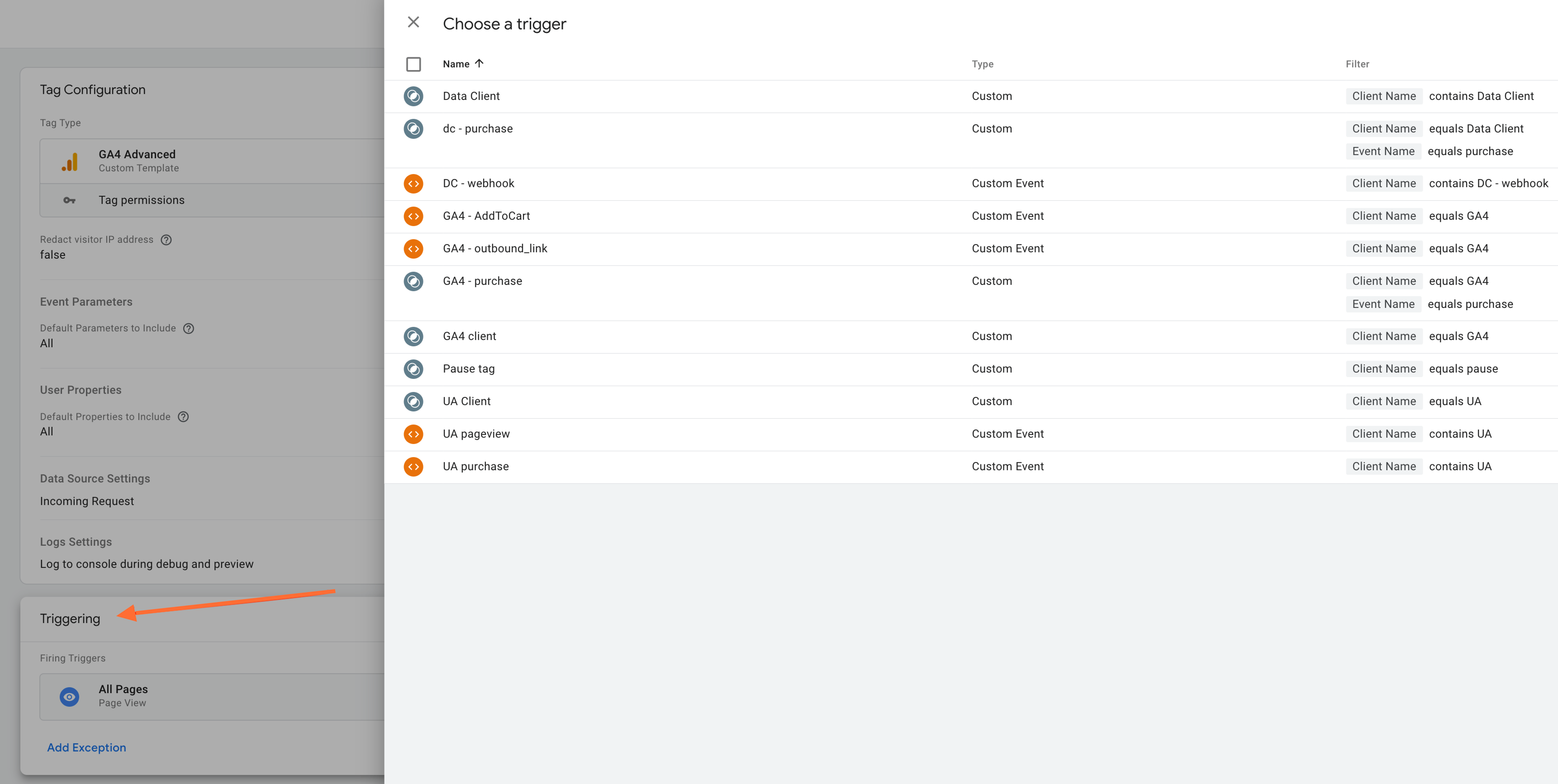 triggers for google analytics 4 advanced tag in google tag manager