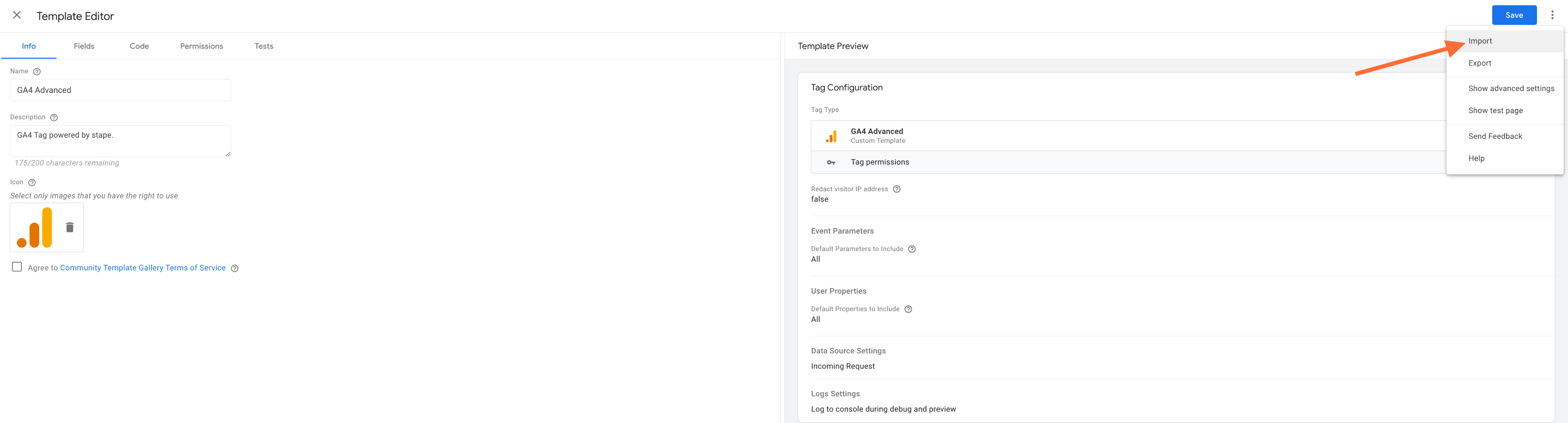 chose google analytics 4 advanced tag in google tag manager