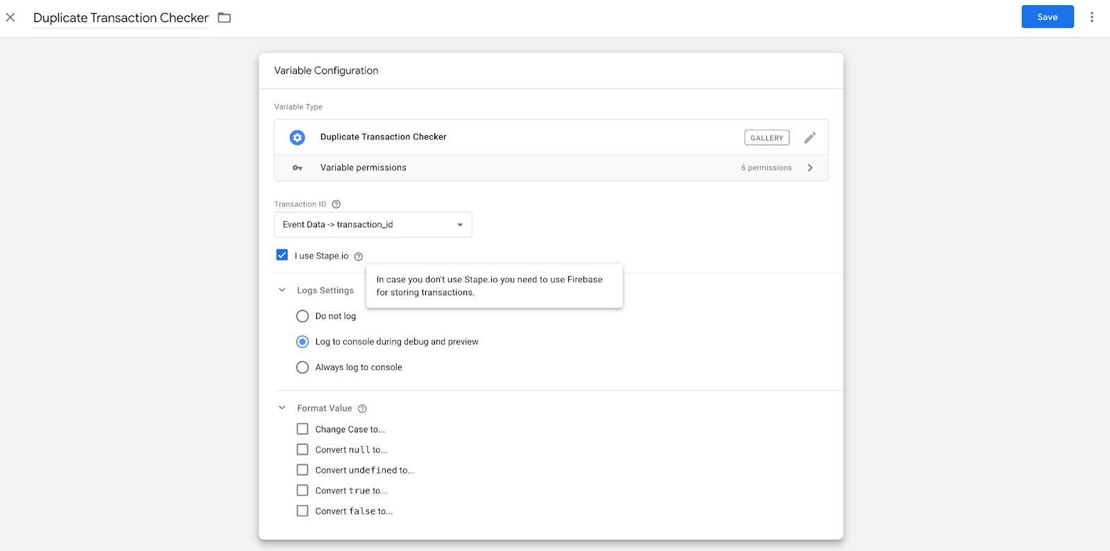 Duplicate Transaction Checker variable