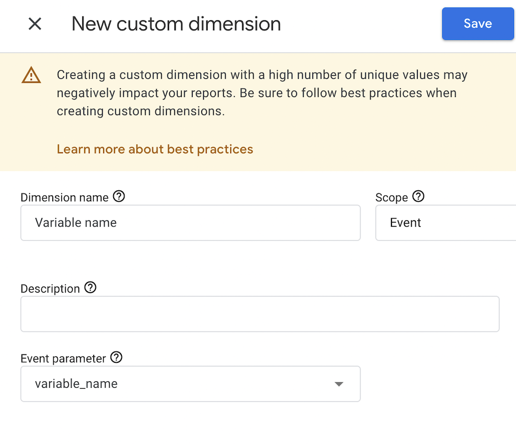 New custom dimension in GA4