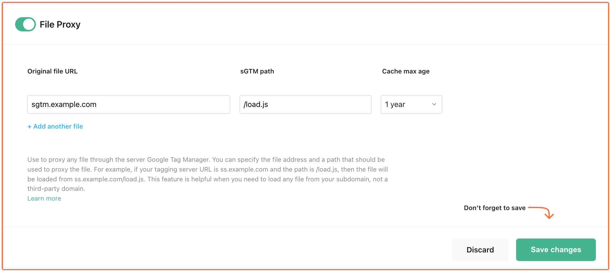 File Proxy configuration example